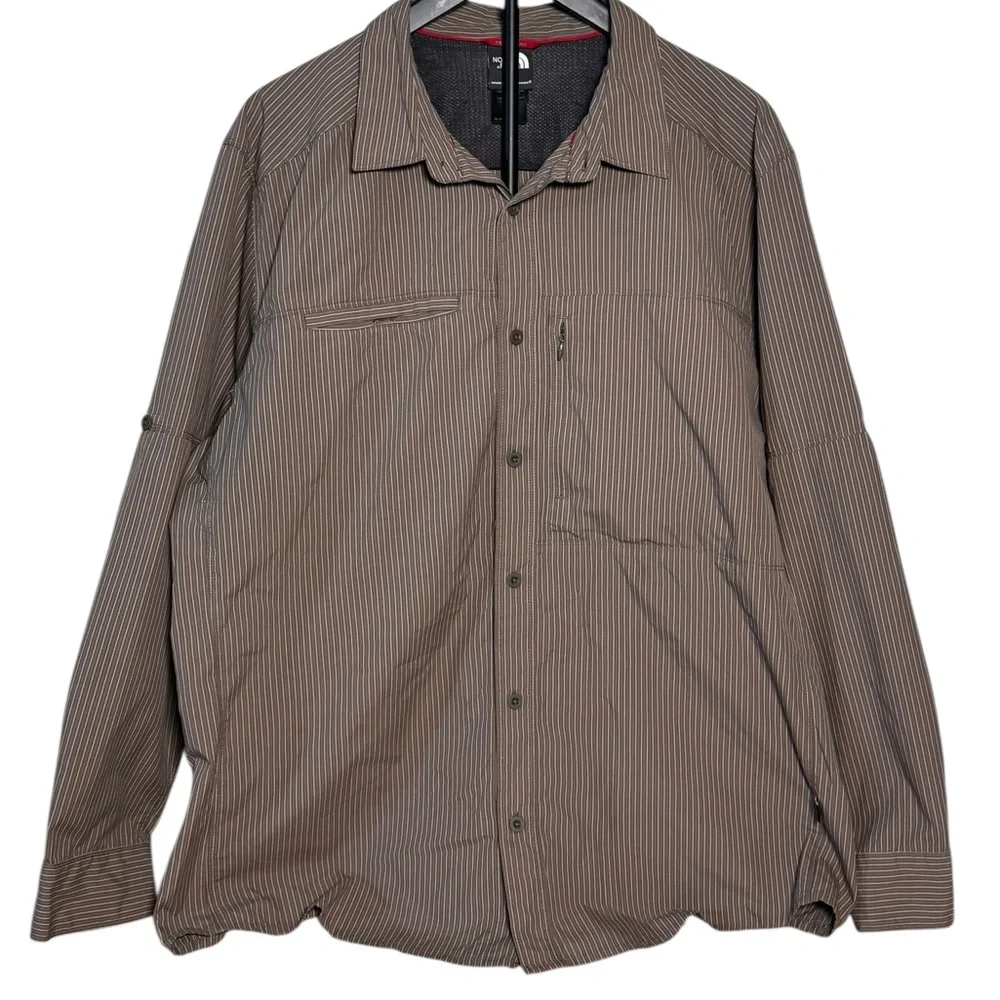 The North‎ face Mens XL Vented Nylon Roll Up Pinstripe Shirt